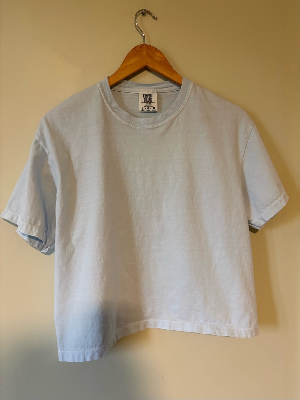 Womens Comfort Colors cotton tshirt Tee Top T-Shirt L Baby Blue